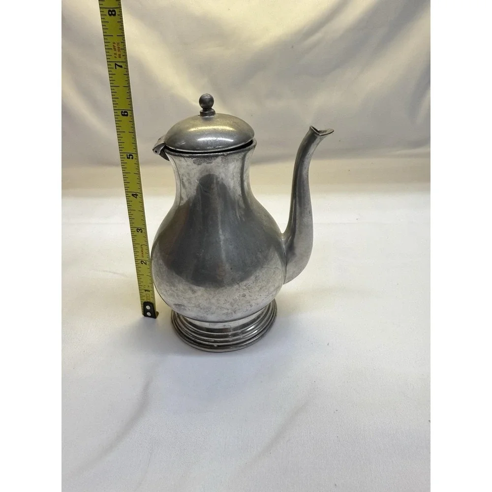 Queen Art Side Handle Teapot 375-Brooklyn NY- Handmade Pewter-USA Made VTG